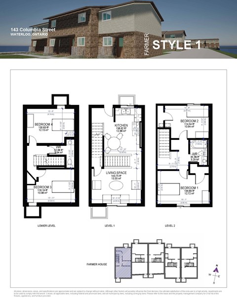 Floor plan for 4 beds, 2 baths, 131 sqft